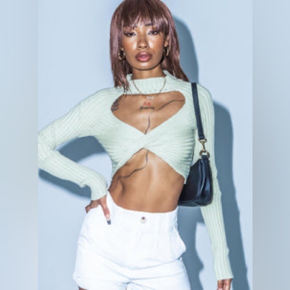 Princess Polly IRIS LONG SLEEVE TOP GREEN - Picture 5 of 6